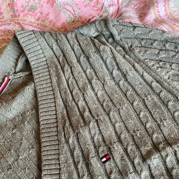 Tommy Hilfiger Mint Sage Cable Knit Sweater🪽 Y2K Preppy Downtown Girl M - Picture 4 of 4
